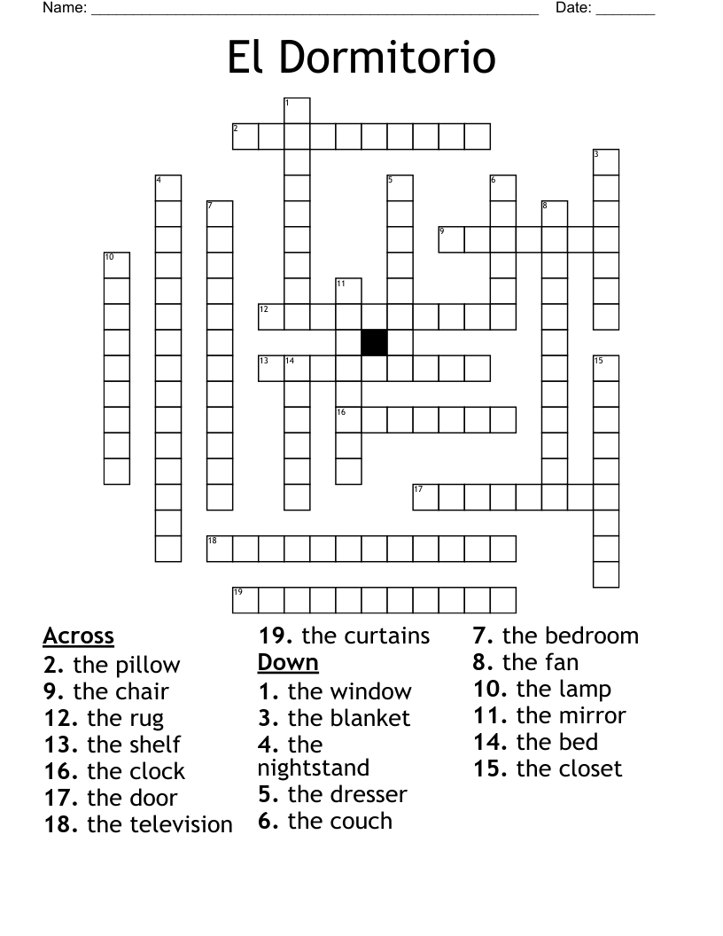 El Dormitorio Crossword