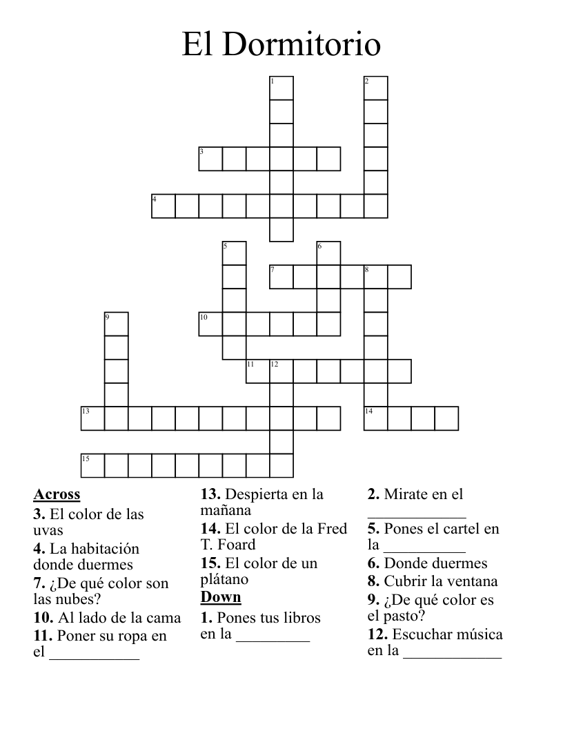 El Dormitorio Crossword