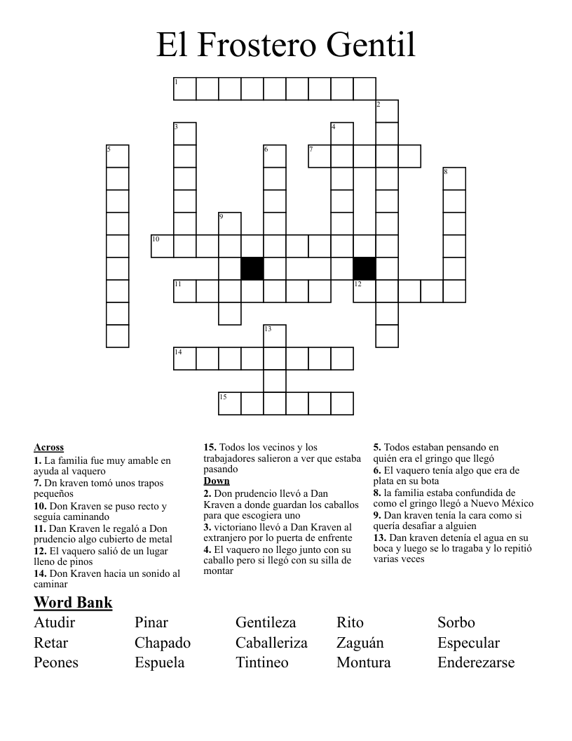 El Frostero Gentil Crossword