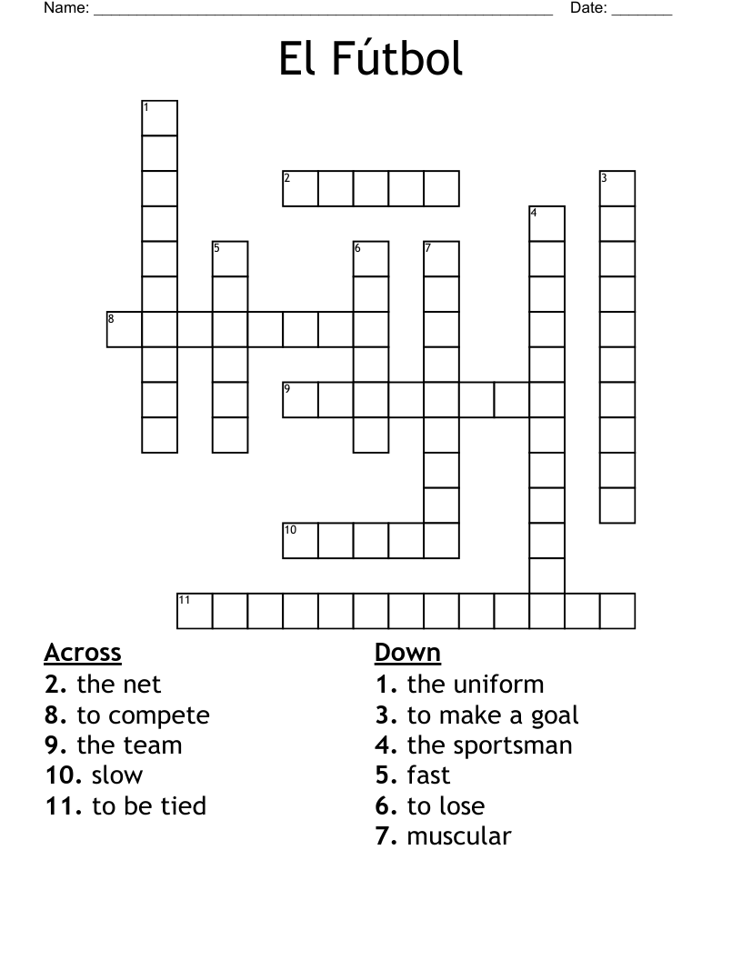 El Fútbol Crossword
