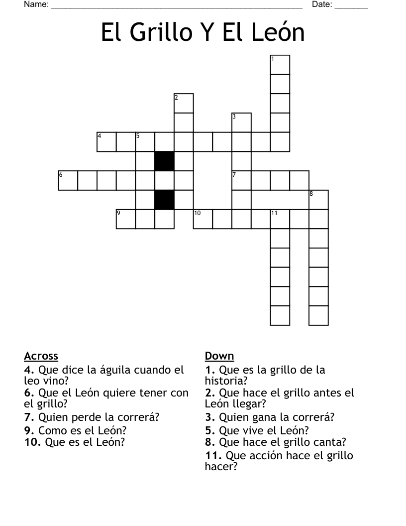 El Grillo Y El León Crossword