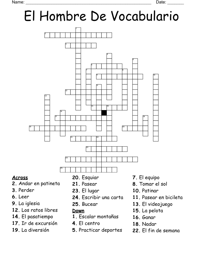 El Hombre De Vocabulario Crossword
