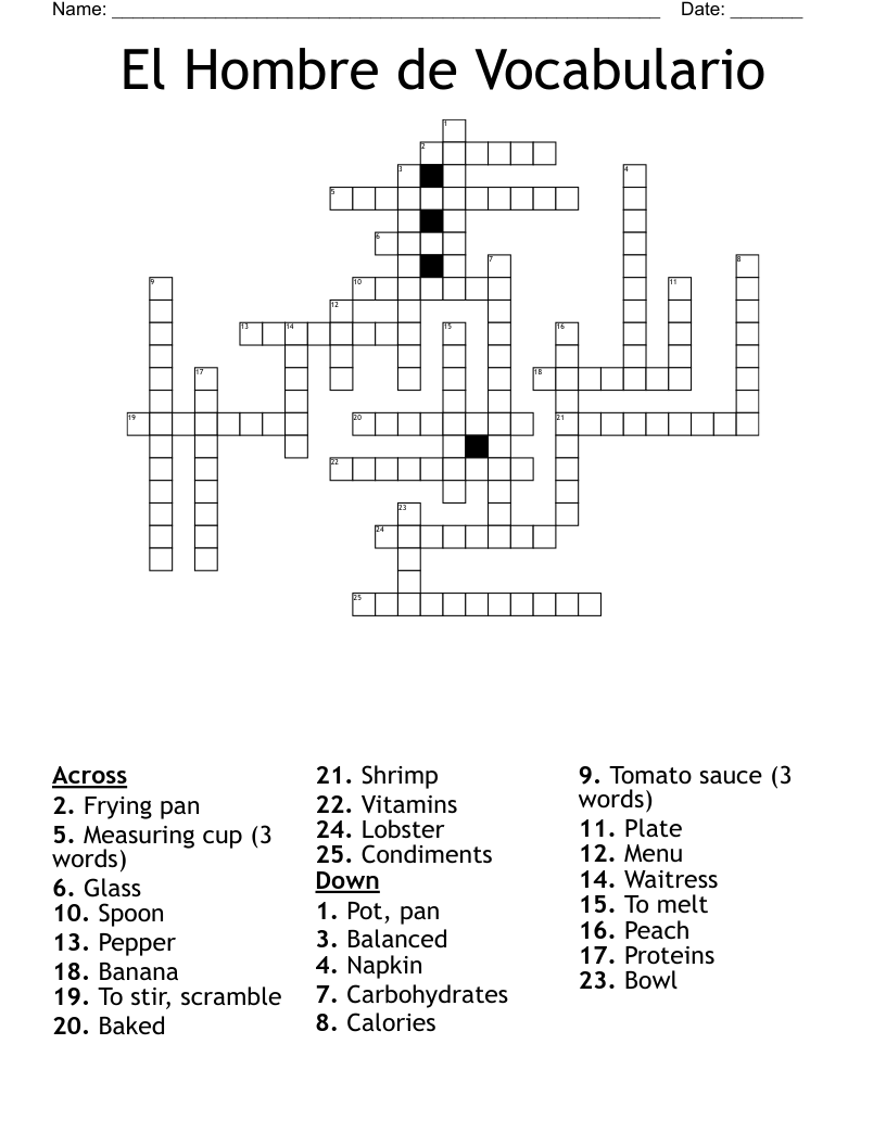 El Hombre de Vocabulario Crossword