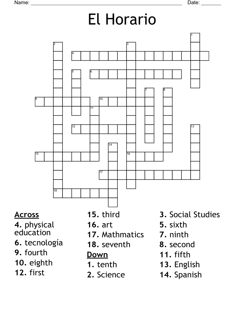 El Horario Crossword