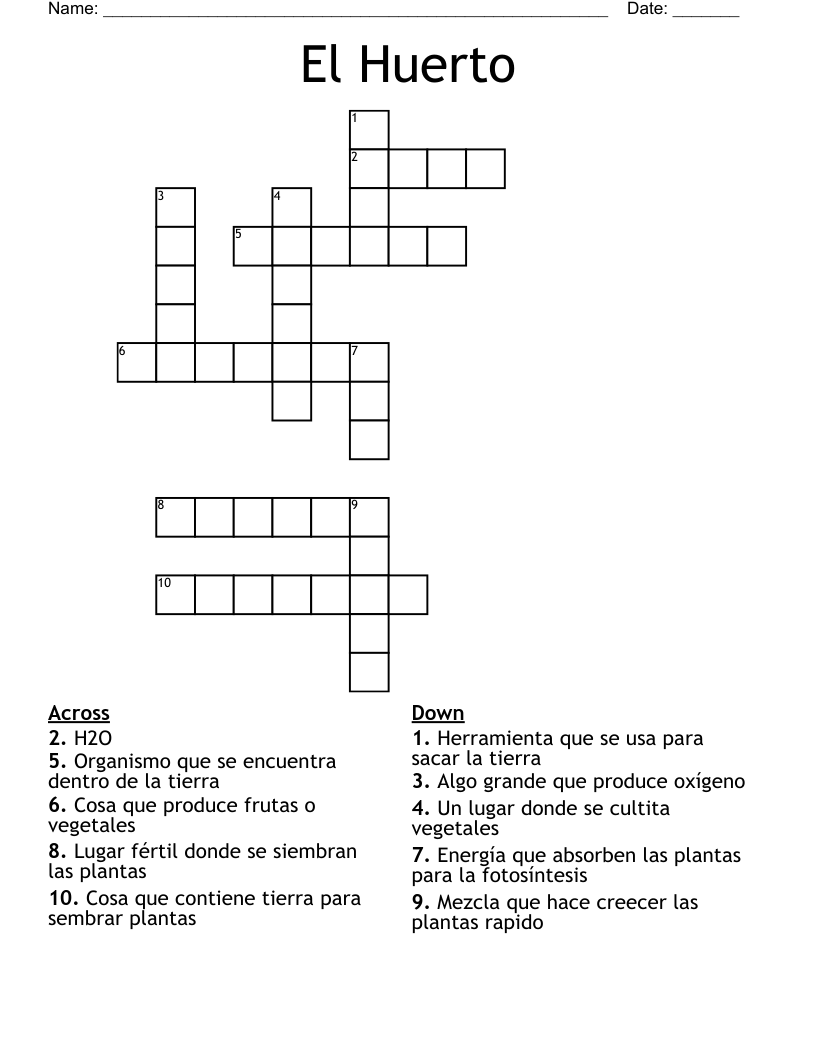 El Huerto Crossword