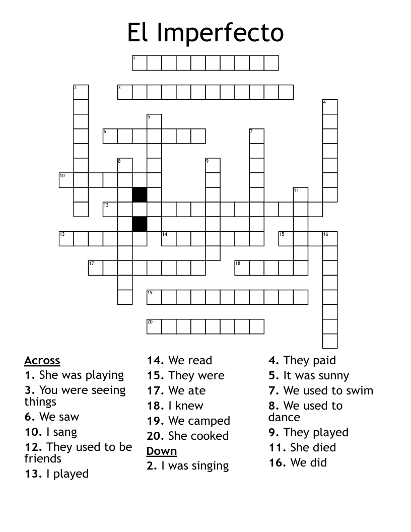 El Imperfecto Crossword