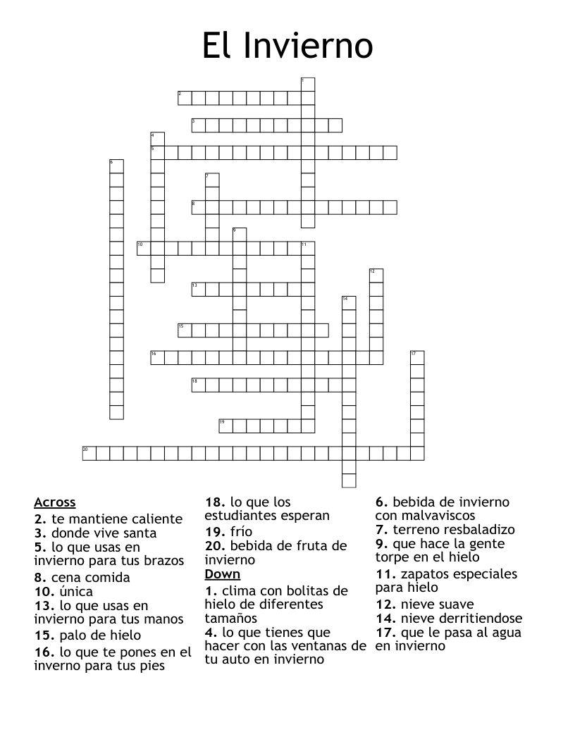 El Invierno  Crossword