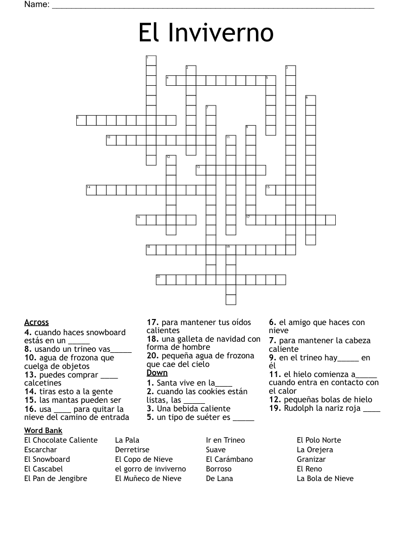 El Inviverno Crossword