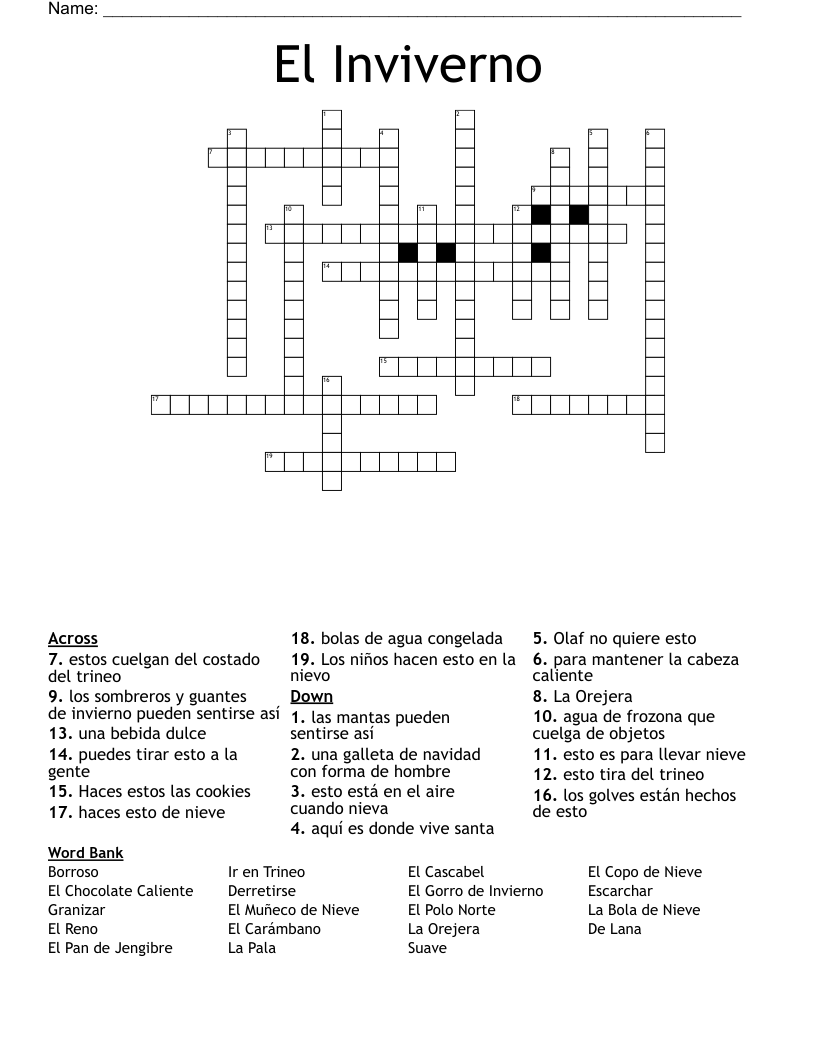 El Inviverno Crossword