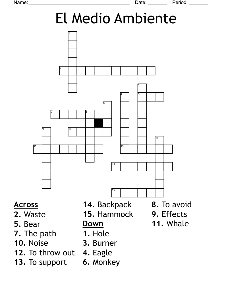 El Medio Ambiente Crossword