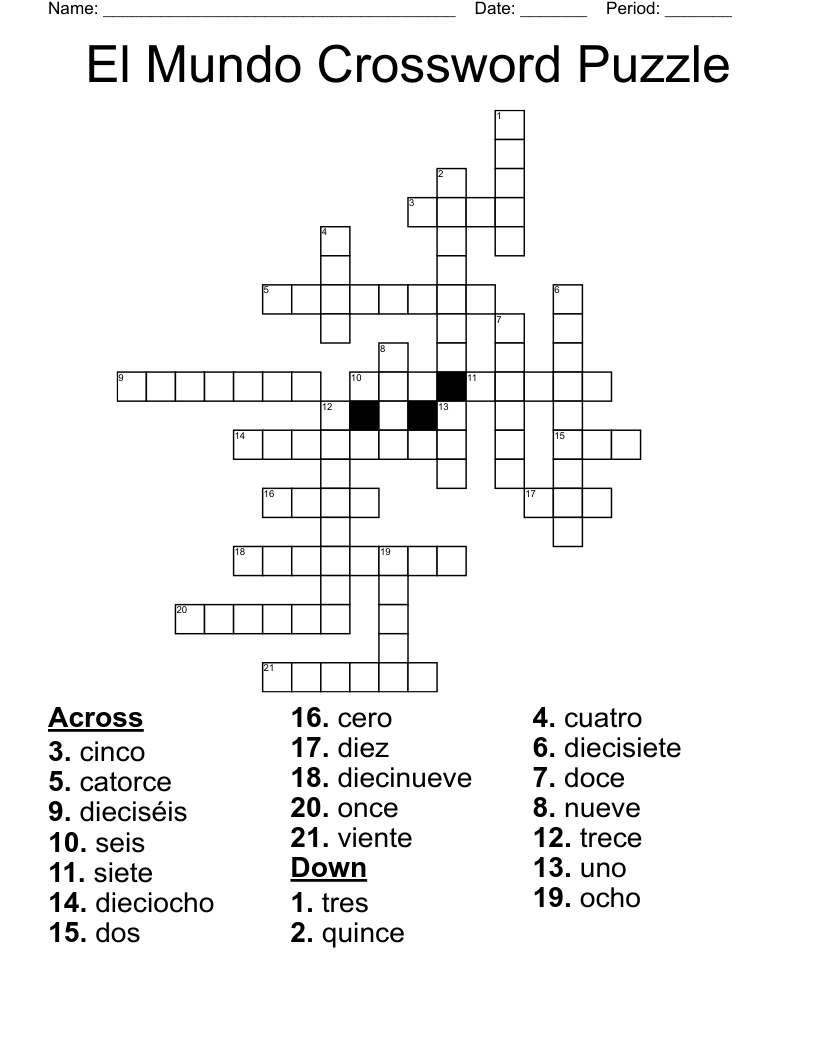 El Mundo Crossword Puzzle