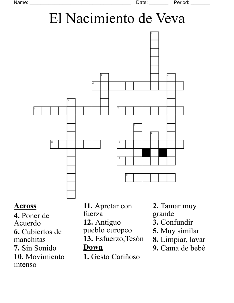 El Nacimiento de Veva Crossword