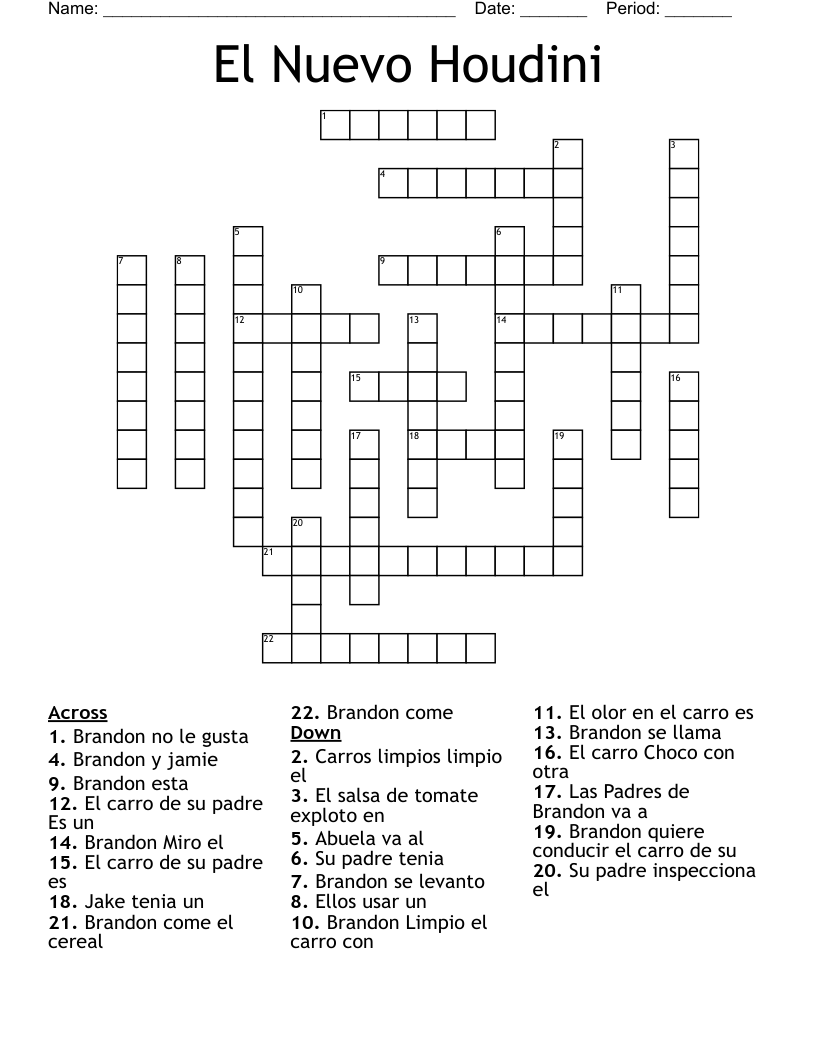 El Nuevo Houdini  Crossword