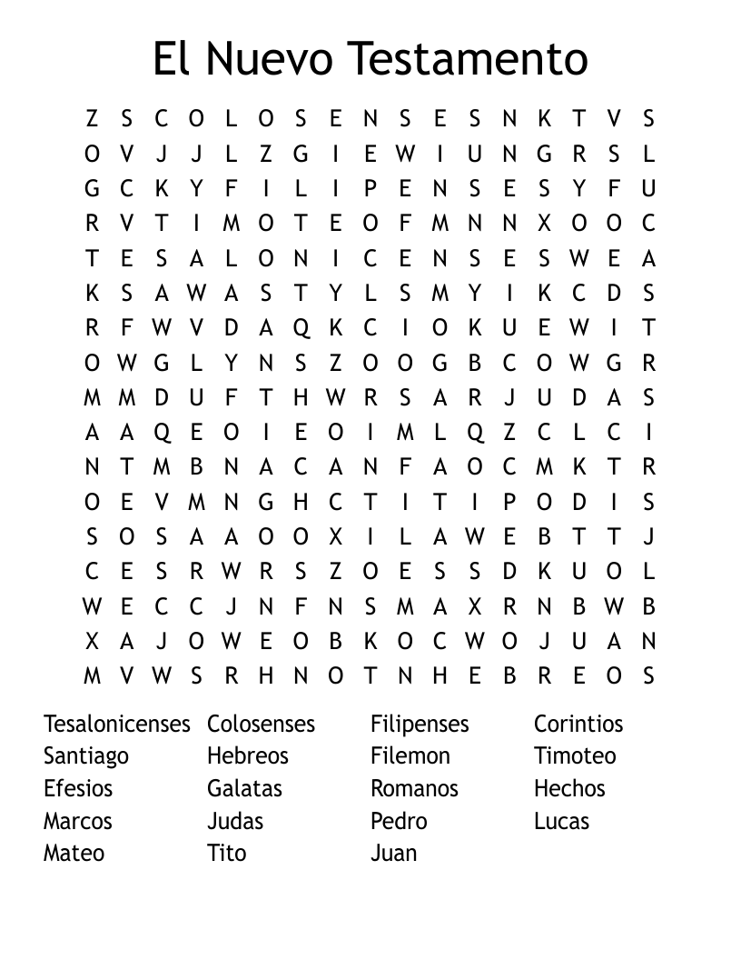 El Nuevo Testamento Word Search