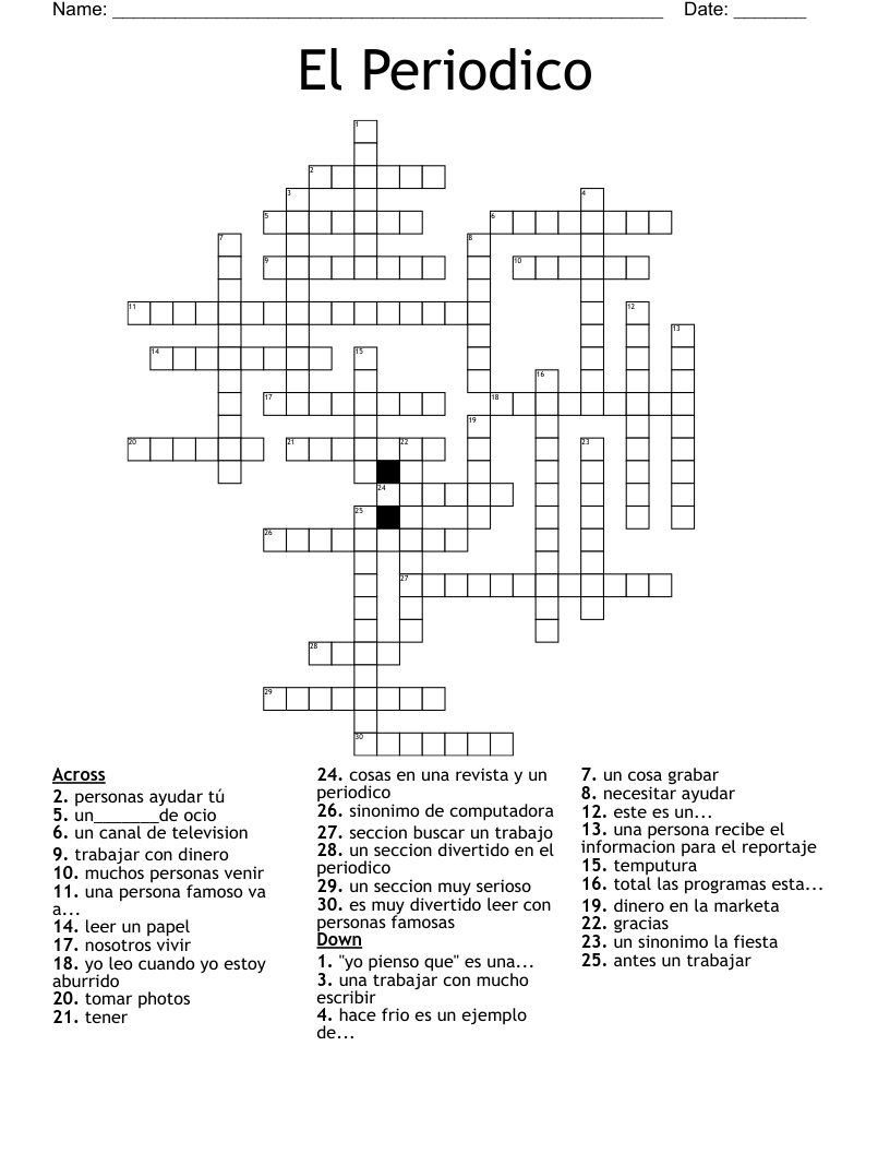 El Periodico Crossword