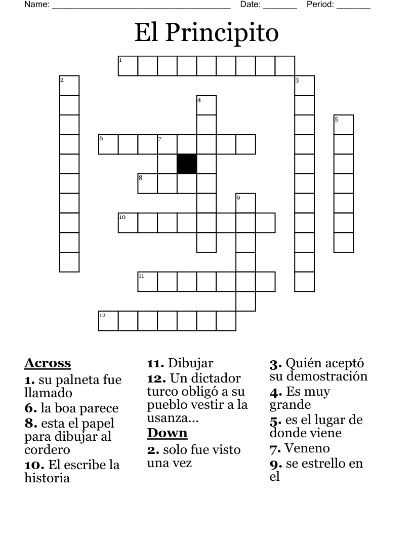El Principito Crossword