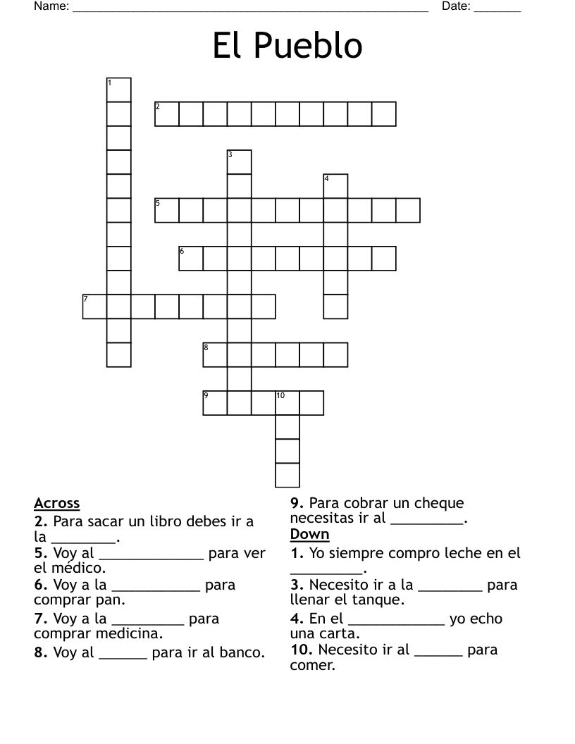 El Pueblo Crossword