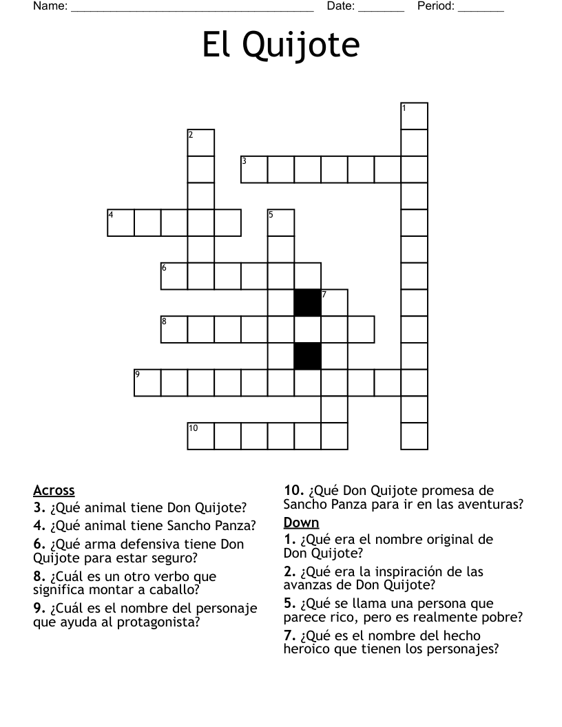 El Quijote Crossword