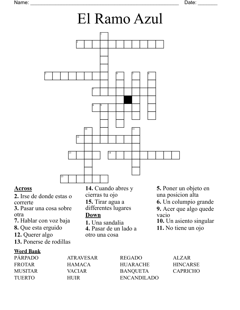 El Ramo Azul Crossword