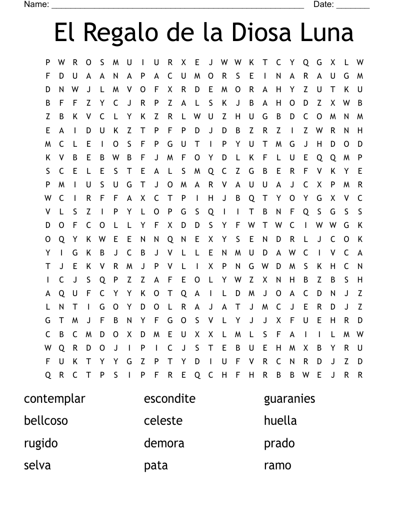 El Regalo de la Diosa Luna Word Search