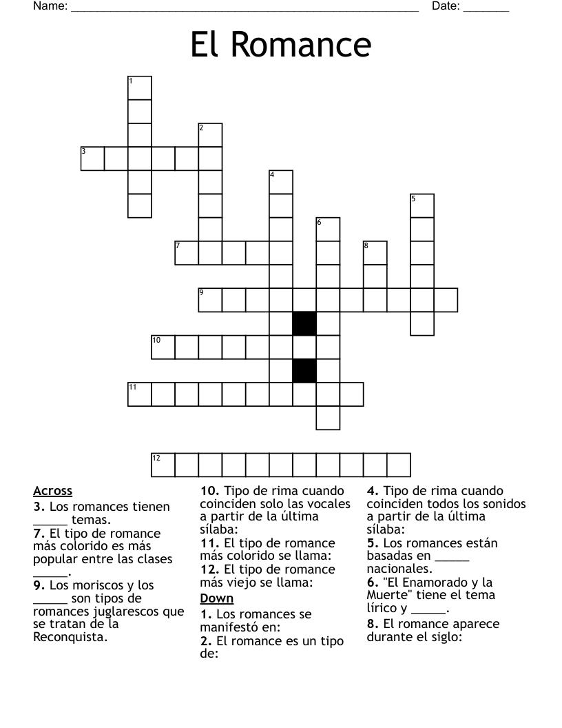 El Romance Crossword