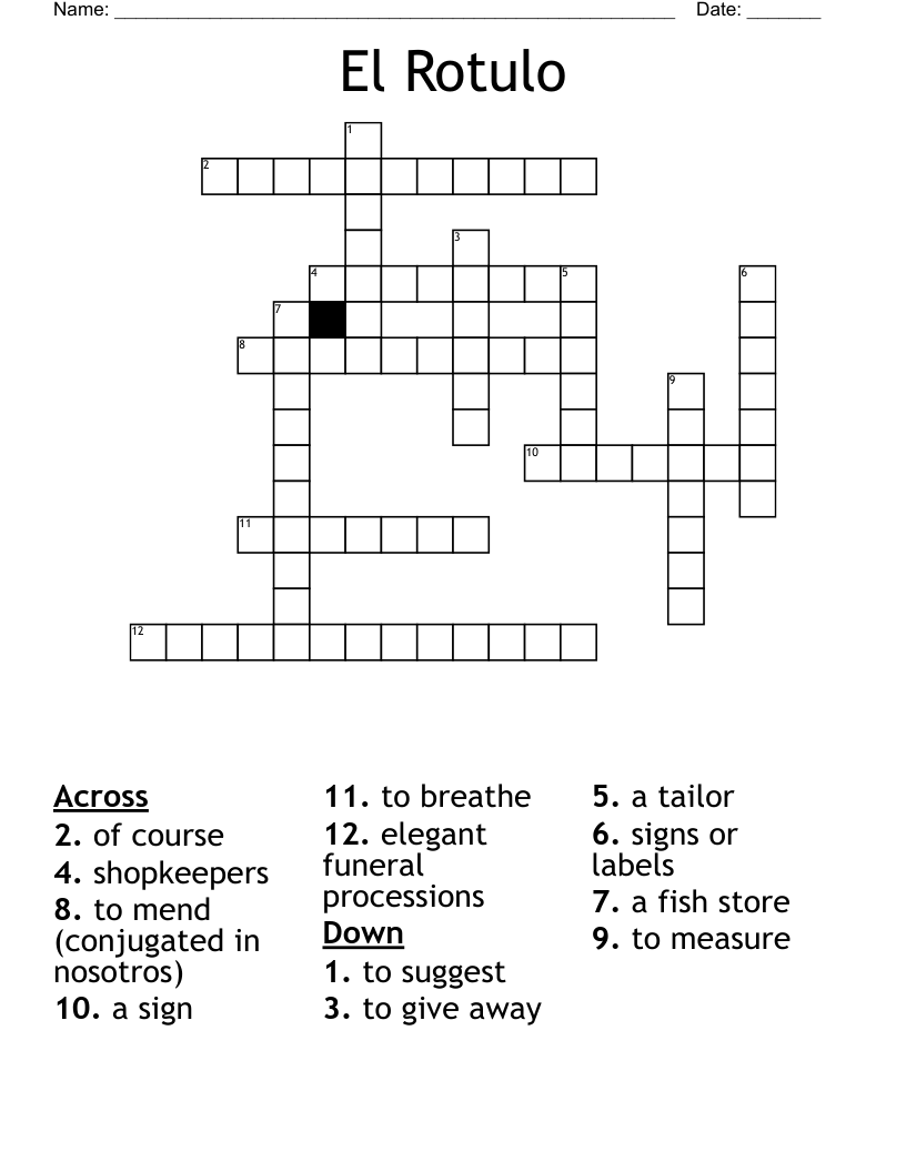 El Rotulo Crossword