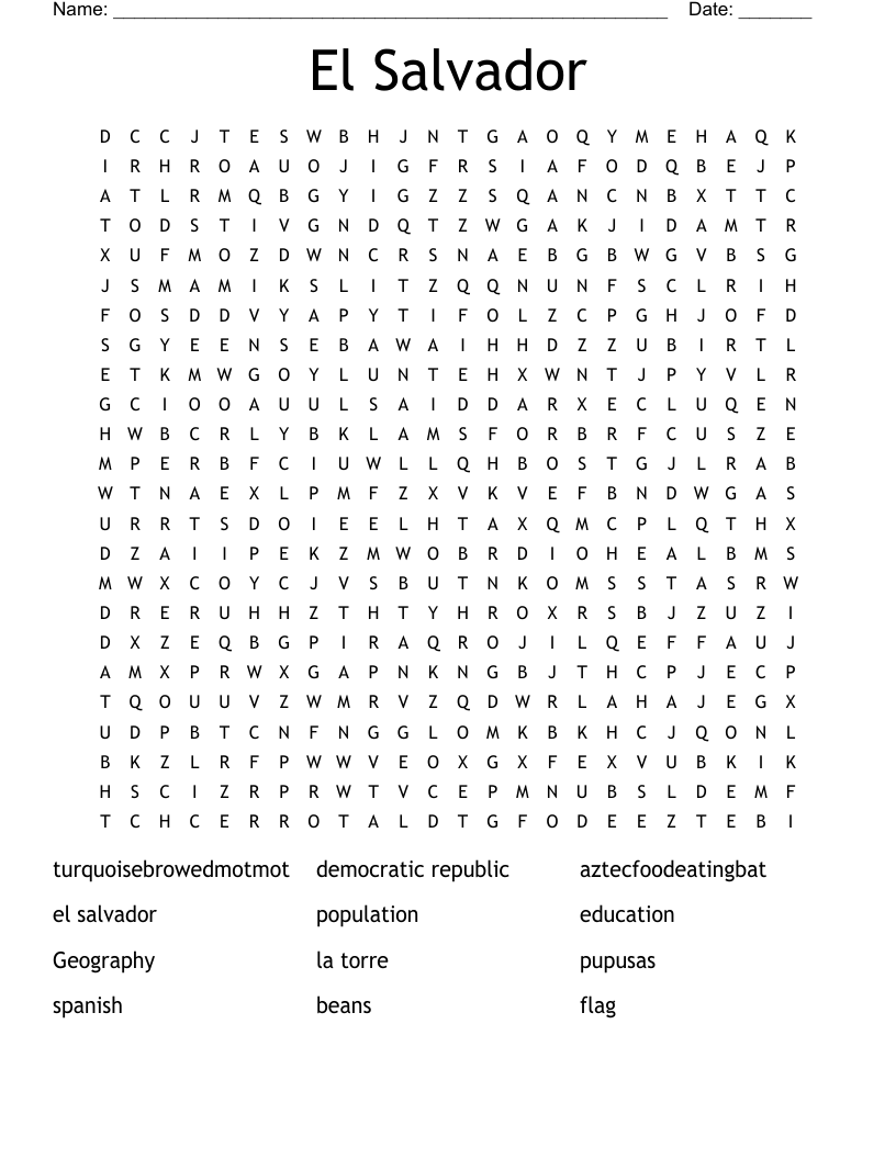 El Salvador Word Search