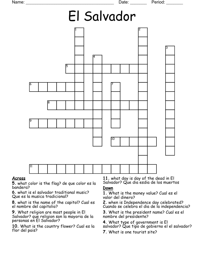 El Salvador  Crossword