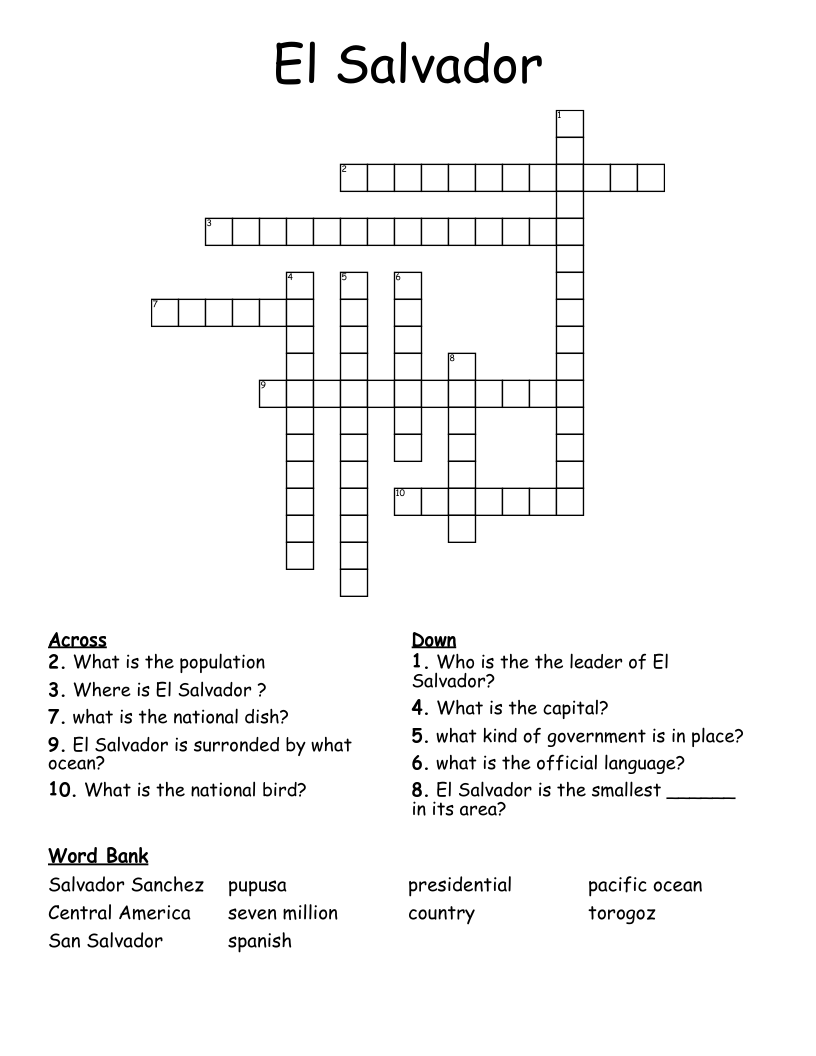 El Salvador  Crossword