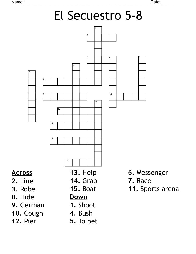 El Secuestro 5-8 Crossword