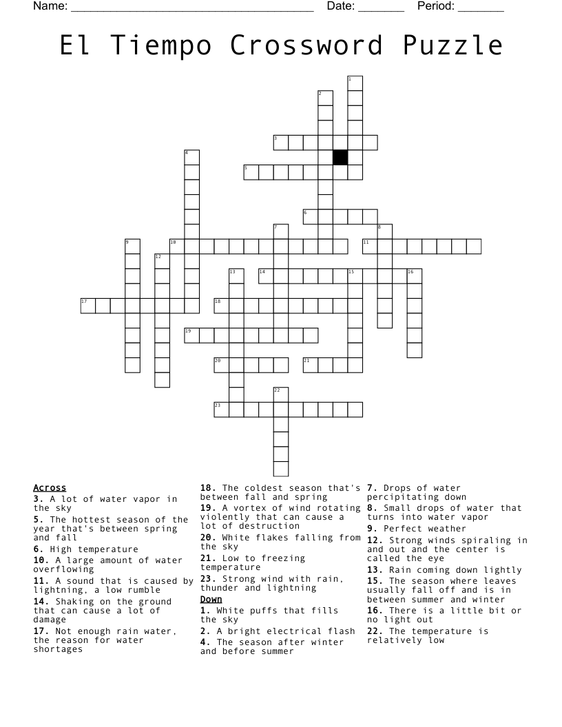 El Tiempo Crossword Puzzle