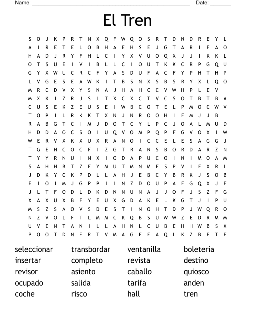 El Tren Word Search