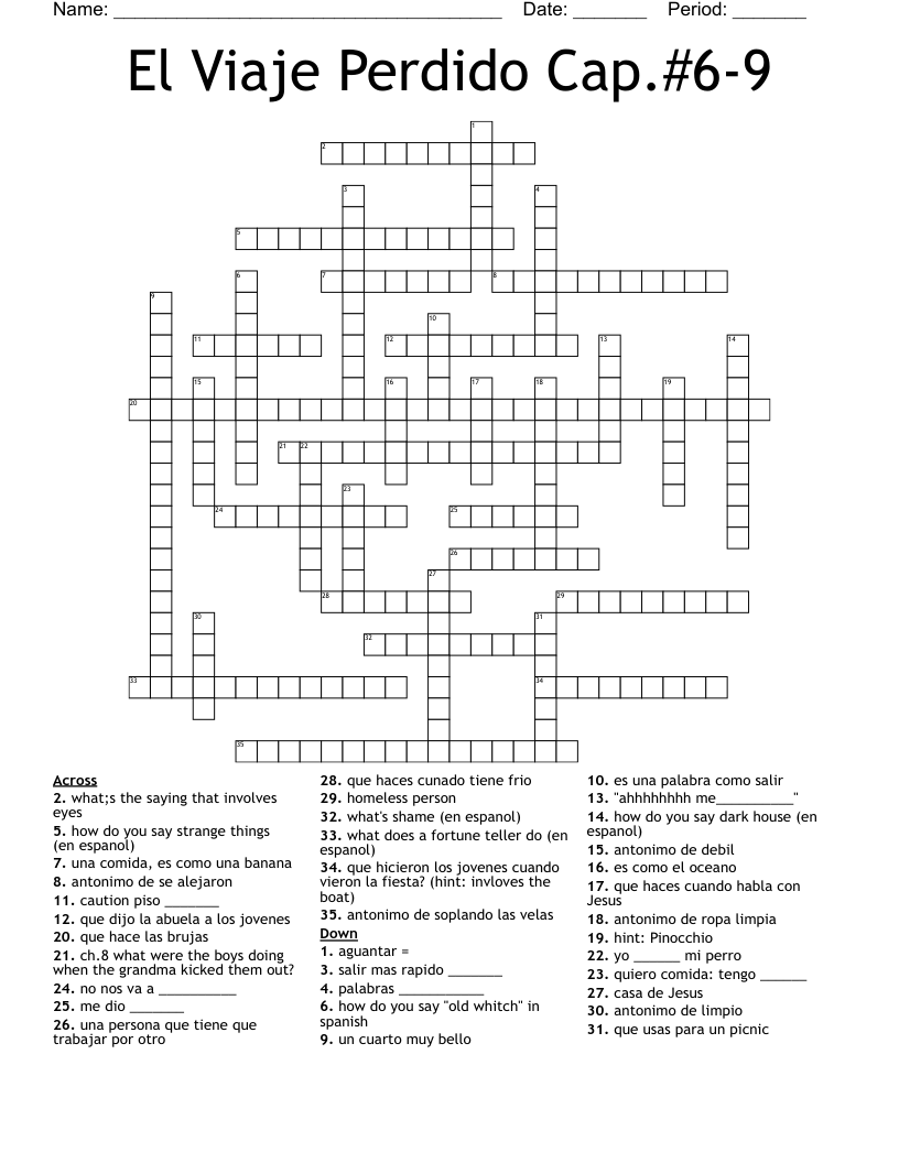 El Viaje Perdido Cap.#6-9 Crossword