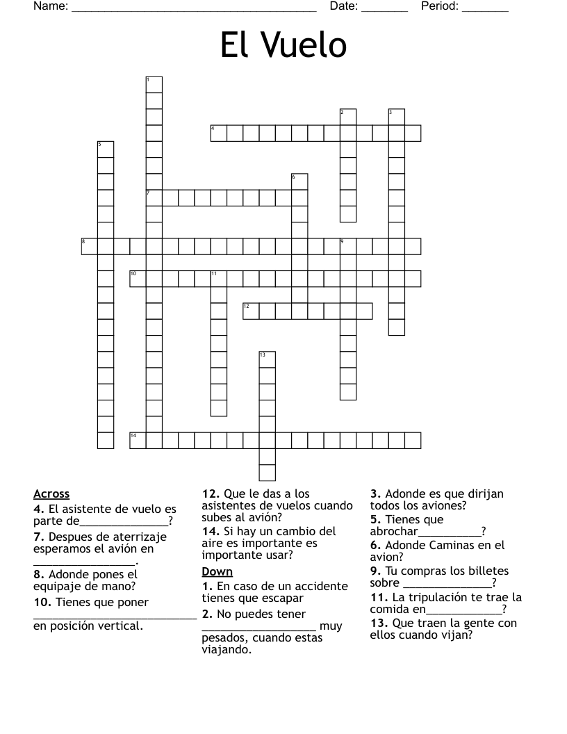 El Vuelo Crossword