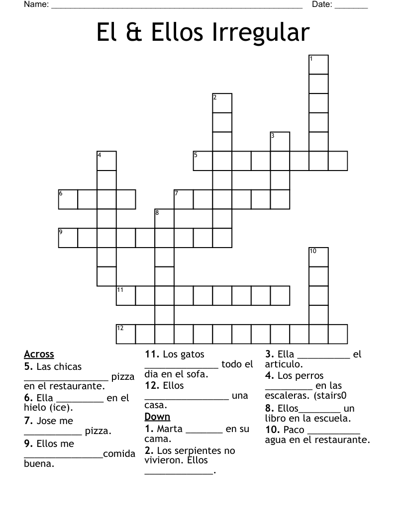 El & Ellos Irregular Crossword