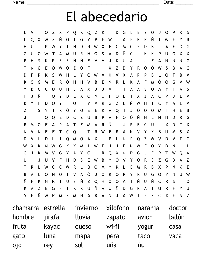 El abecedario Word Search