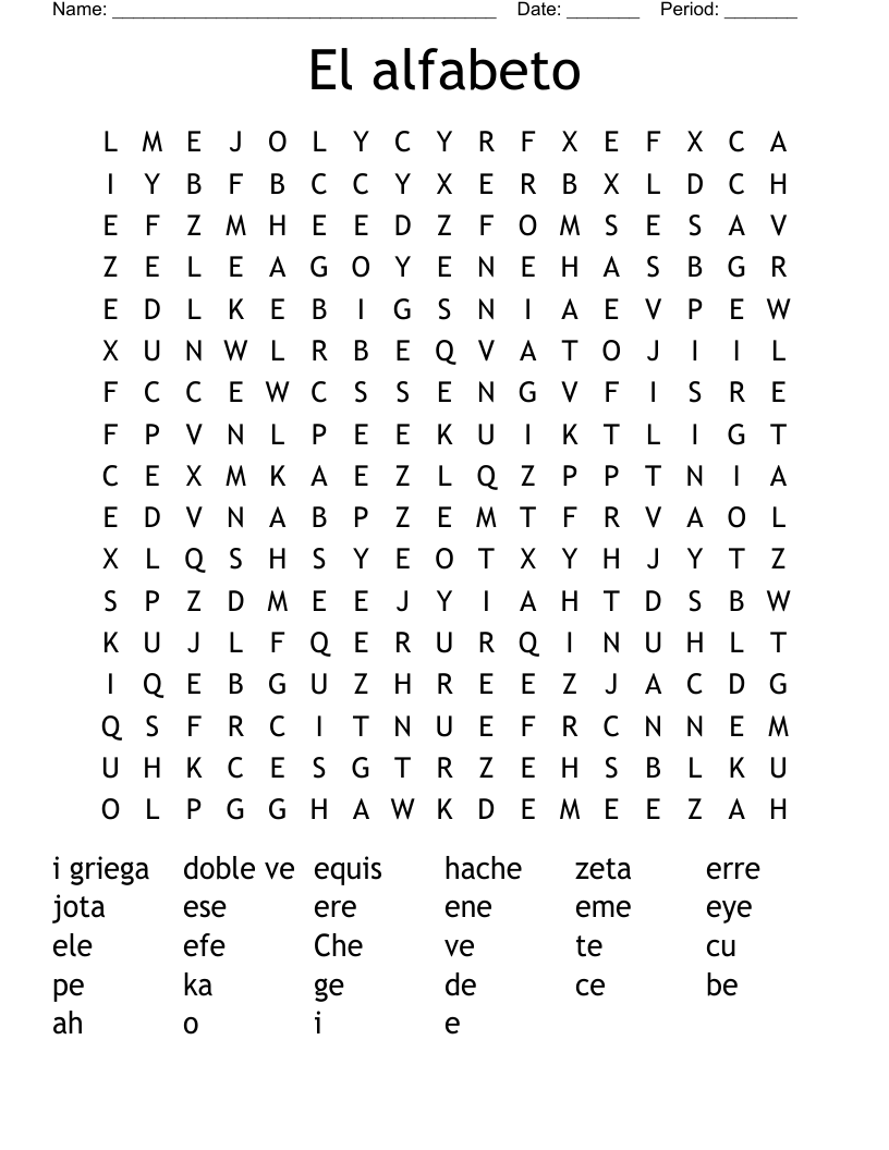 El alfabeto Word Search