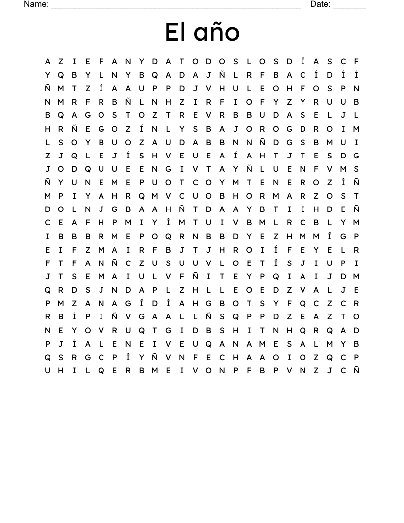 El año Word Search
