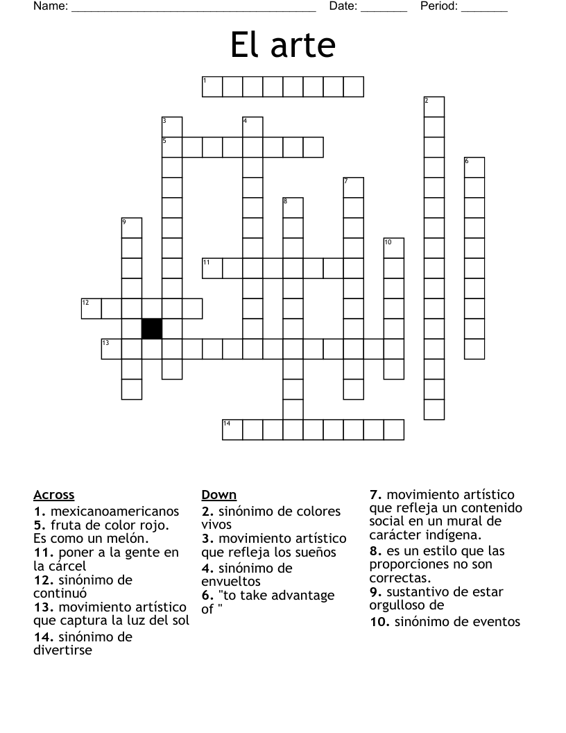El arte  Crossword
