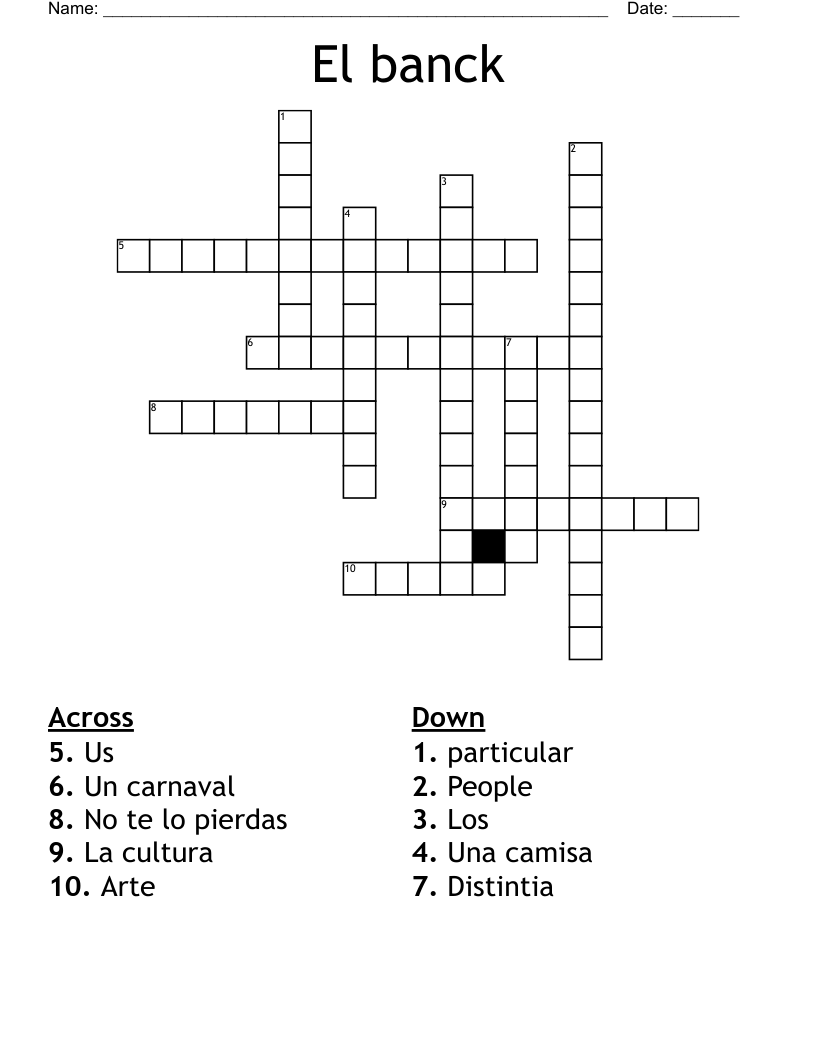 El banck Crossword
