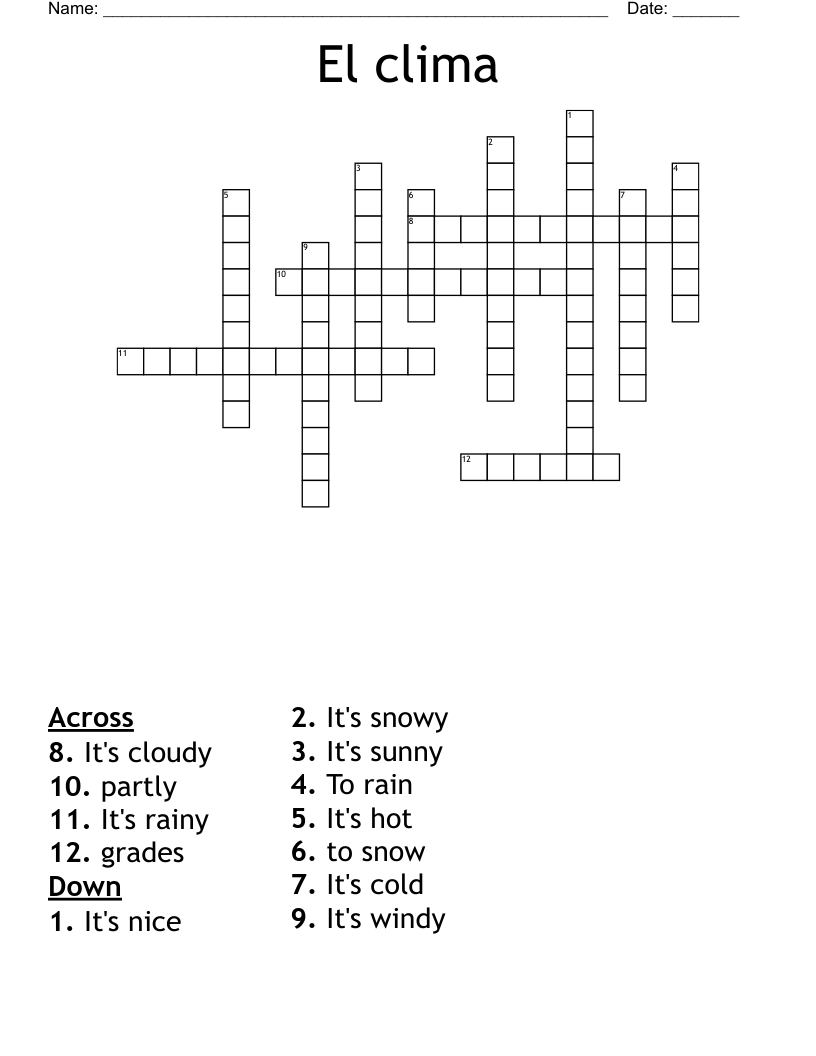 El clima Crossword