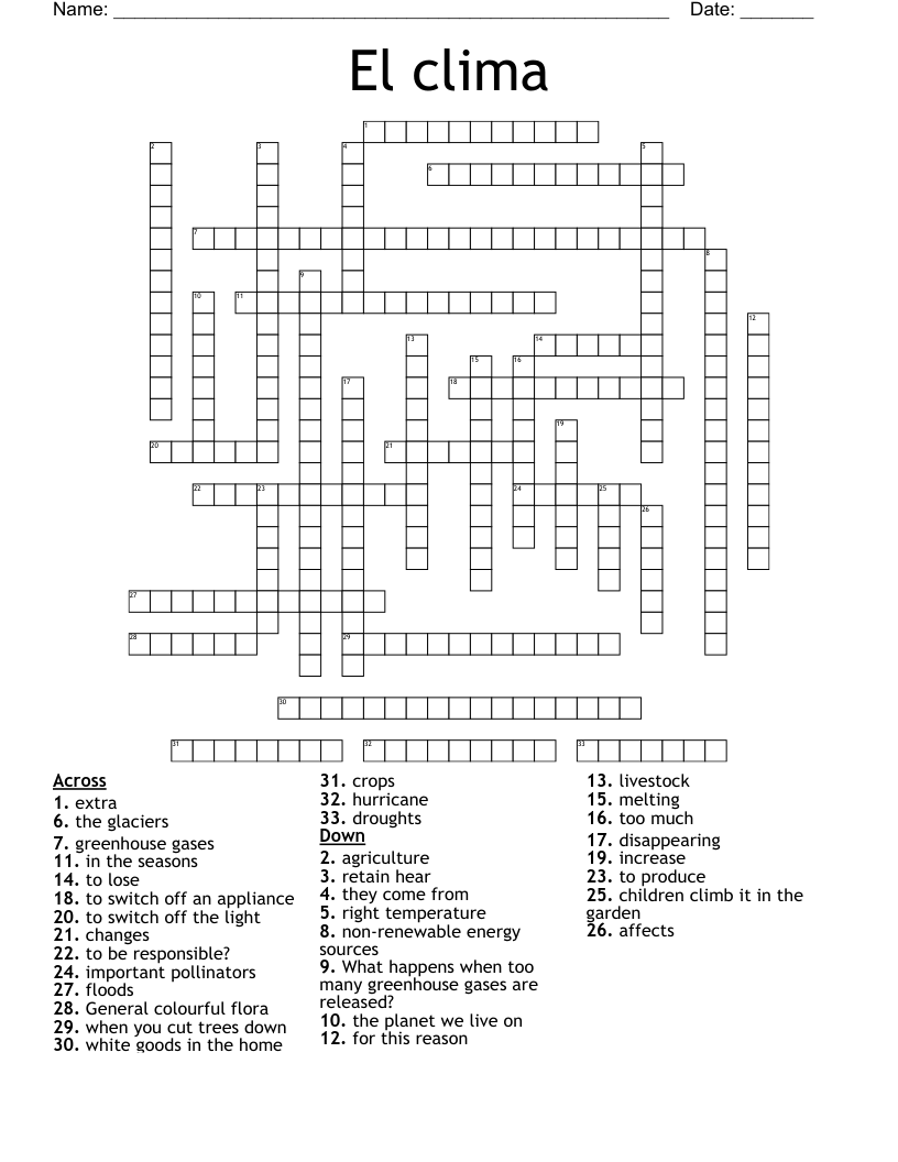 El clima Crossword