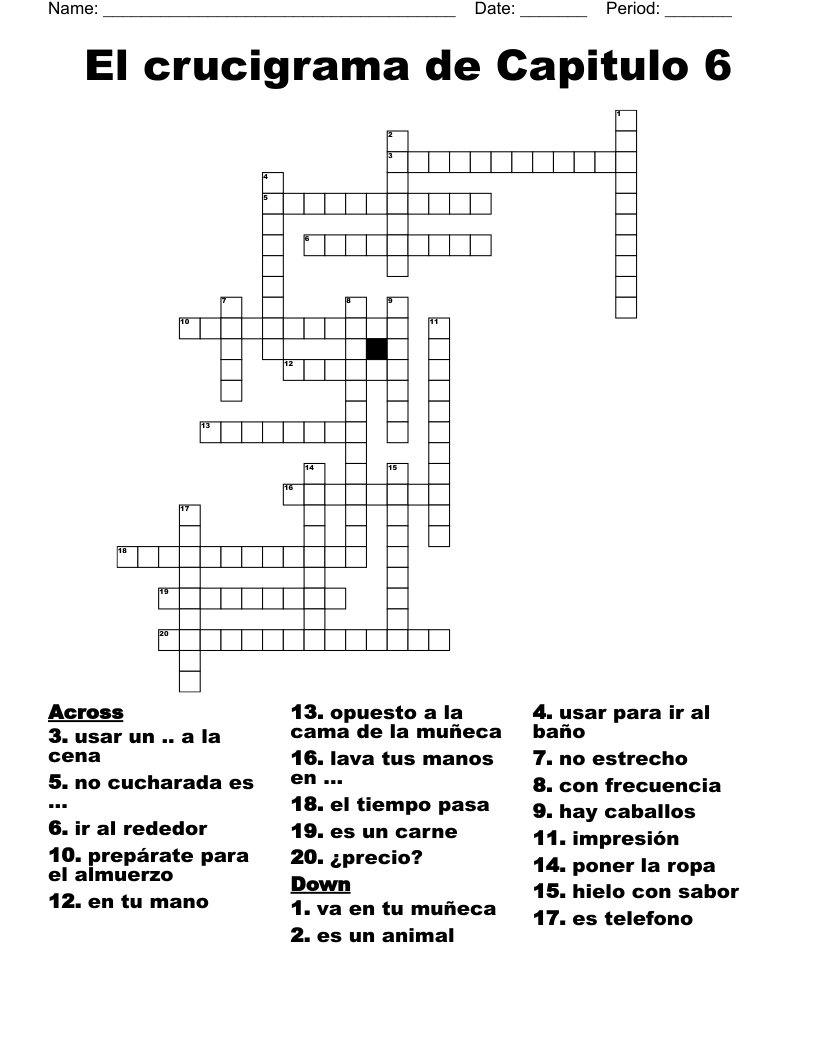 El crucigrama de Capitulo 6 Crossword