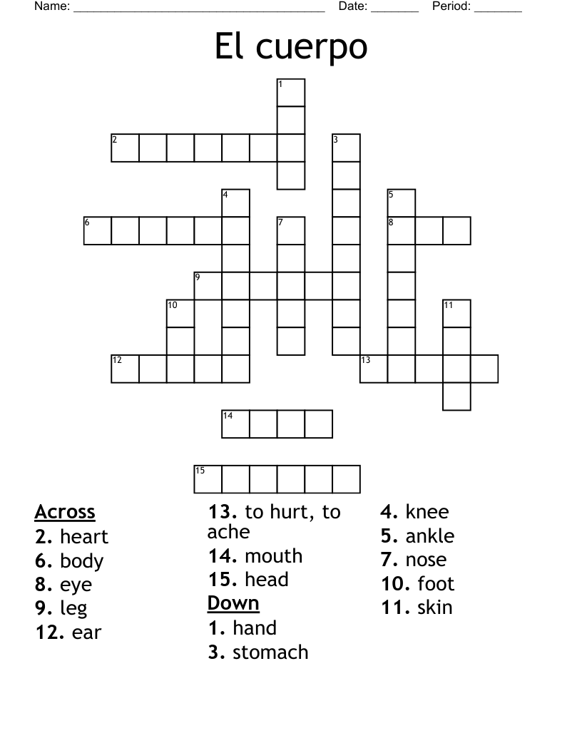El cuerpo Crossword