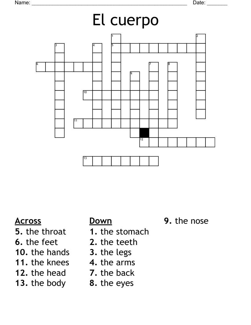 El cuerpo Crossword