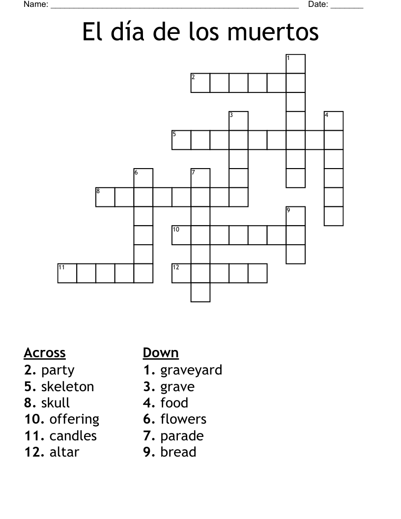 El día de los muertos Crossword