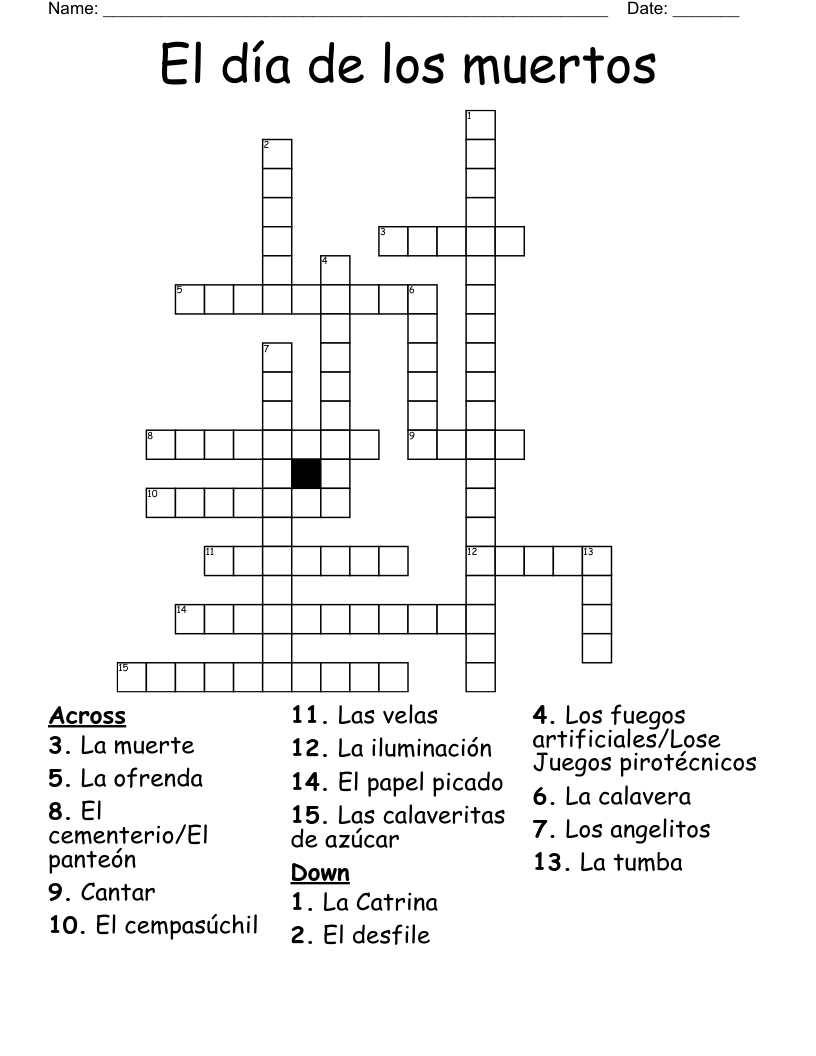 El día de los muertos Crossword