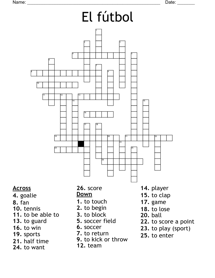El fútbol Crossword