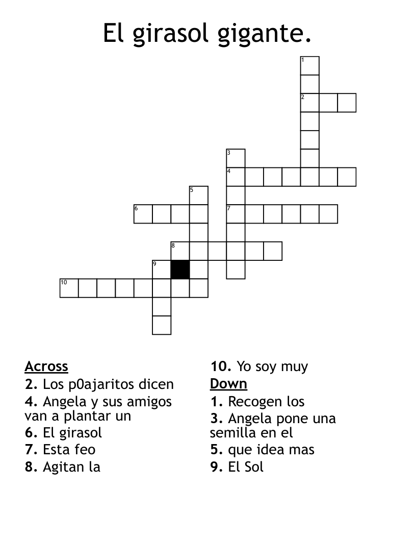 El girasol gigante. Crossword