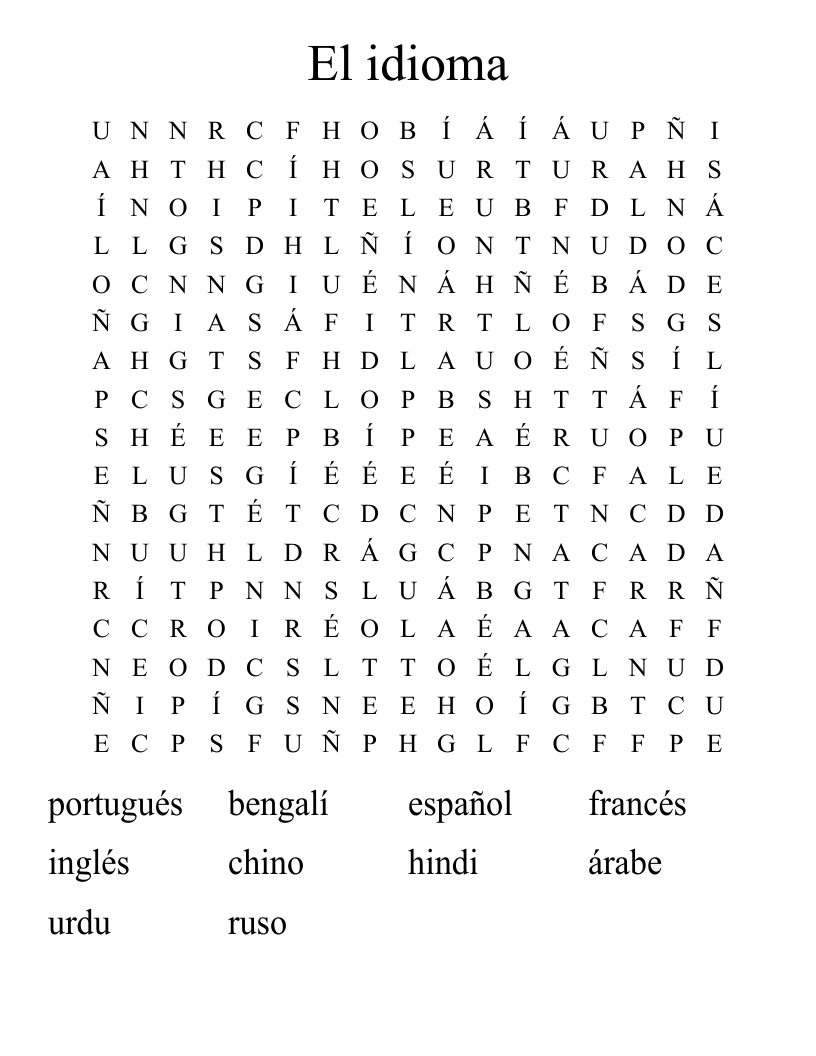 El idioma Word Search